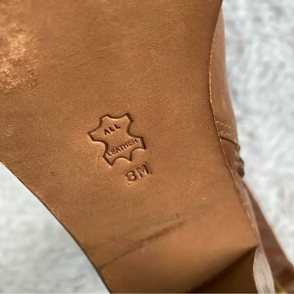 Tory Burch Brown Leather Platform Heels Boots with Ankle Straps Size 8 - Picture 8 of 11